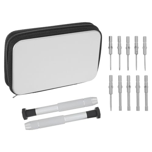 Cabilock Kit de Tournevis de Précision pour Lunettes Boîte de Rangement en Fer Argenté, pour Réparations Précises Lors de Voyages D'affaires ou Vacances