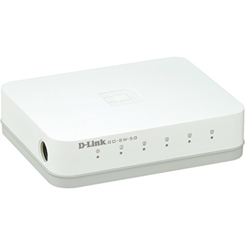D-Link Ethernet Switch, 5 Port Unmanaged Gigabit Desktop Plug and Play Compact Design White (GO-SW-5G)