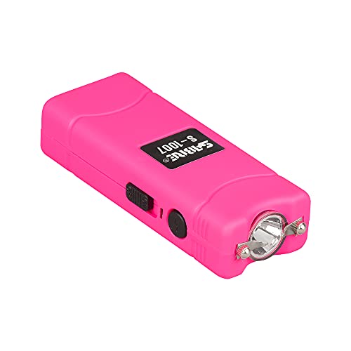 SABRE Stun Gun for Self-Defense — Rechargeable, Mini Stun Gun with LED Light, Compact & Easy to Use with On Off Safety Switch — .704 uC Charge, 120 Lumen LED Light & Holster for Quick Access