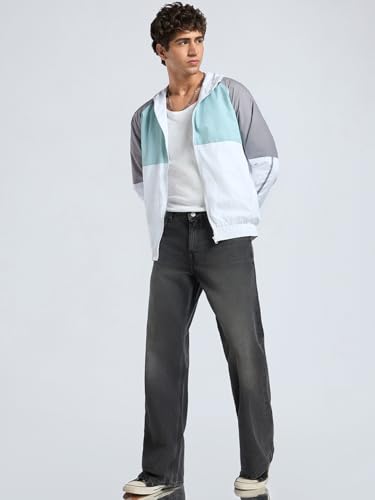 Image of Bewakoof Men's Nylon Regular Fit Hooded Windcheater Jacket | Bewakoof Air 1.0 | Jacket for Men Winter Wear