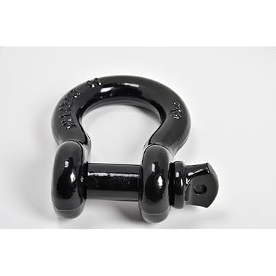 Hi-Gear (1 PK, Black) Bow Shackles 3/4 D Ring Shackle Rugged Unbreakable 28.5 Ton (57,000 Lbs) Maximum Break Strength with 7/8'' Pin Bow Screw Heavy Duty D Ring for 4x4 Vehicle Recovery