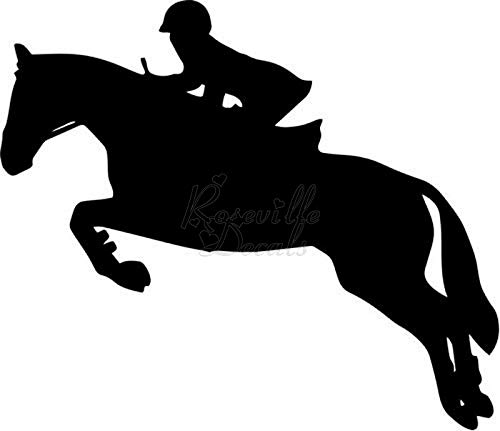 Roseville Decals Horse Jumping Riding Equestrian Vinyl Sticker for Home Office Decor Vehicle Window Sign Size- [6 inch] / [15 cm] Wide Color- Gloss White
