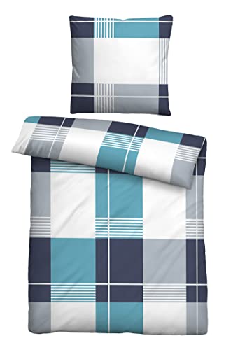 biberna 0006236 Feinbiber-Bettwäsche türkis 1x 135x200 cm + 1x 80x80 cm