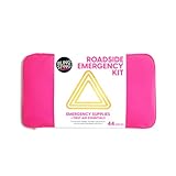 BLINGSTING Roadside Emergency Kit – 44 Piece Compact Pink Car Safety Tools with Flashlight, Escape Tool, Power Bank & First Aid Essentials, Lightweight Travel Case for Glovebox, Students & New Drivers