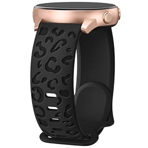 Towsnails Leopard Engraved Strap Compatible with Samsung Galaxy Watch 7/FE/6/5/4 40mm 44mm/Watch 5 Pro 45mm/Galaxy Watch 4 Classic 42mm 46mm for Men and Women, Soft Silicone Sport Straps - Black
