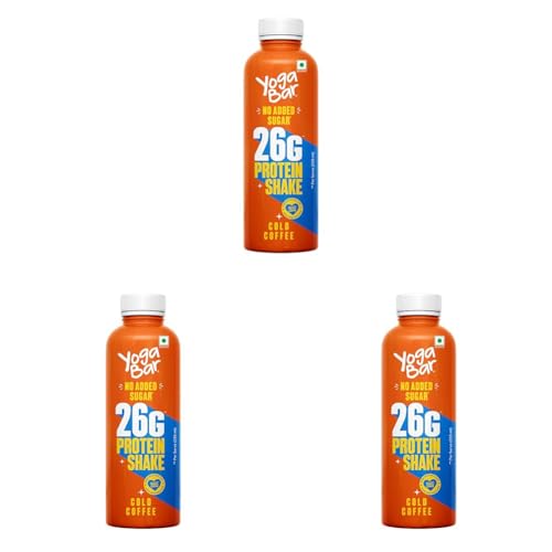 Image of Yogabar Protein Shake, with 26g Protein, No Added Sugar, Pack of 3 (250ml, Cold Coffe)