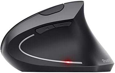 Trust Verto Wireless Ergonomic Mouse, Vertical Mouse with Storable USB Micro-receiver, 800-1600 DPI, 6 Buttons, Illuminated Mouse for Right Hand Users for PC, Laptop, Mac, Batteries Included - Black