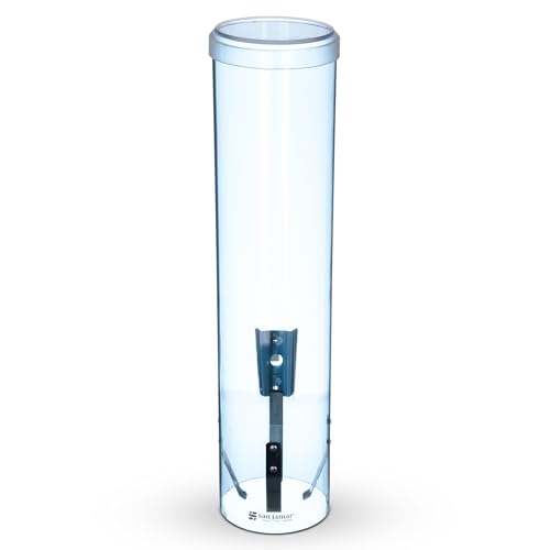 San Jamar Large Pull-Type Cup Dispenser 6-12 Oz. Flat Cups, 4.5 - 7 Oz Cone Cupz with Flip Cap for Restaurants, Home, and Office, Plastic, 16 Inches, Arctic Blue