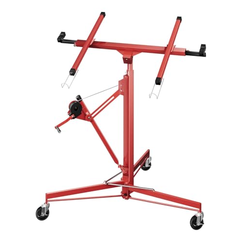 Bananaww Elevador pladur 13 Ft Capacidad 150 lbs con Brazo telescópico Giratorio 360°, Ruedas bloqueables y cabrestante Freno para instalación Techo y Pared Inclinada por una Sola