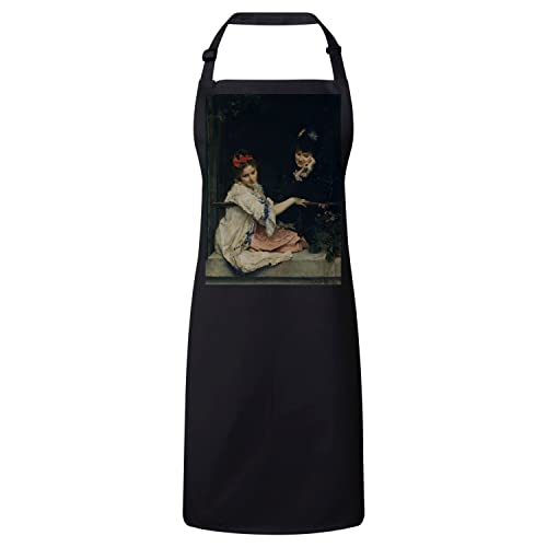 Tablier cuisine noir vintage anti taches peinture deux femmes regardent par la fenêtre