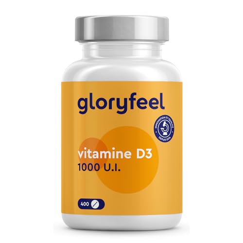 Vitamine D3 400 Comprimés (13 mois) Hautement Dosée, Vitamin D3 pour le Système Immunitaire, Vitamin D 1000 UI (25 mcg) par Comprimé, Soutien les Os, les Dents, et les Muscles*, Sans Additifs