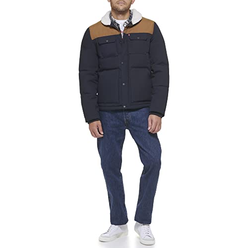 Levi's mens Quilted Mixed Media Shirttail Work Wear Puffer Jacket3