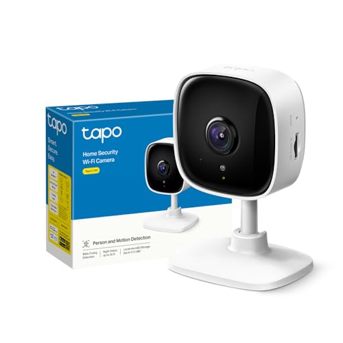 Tapo C100 Telecamera Wi-Fi Interno, Videocamera Sorveglianza FHD, Visione Notturna, Audio Bidirezionale, Notifiche in Tempo Reale del Sensore di Movim