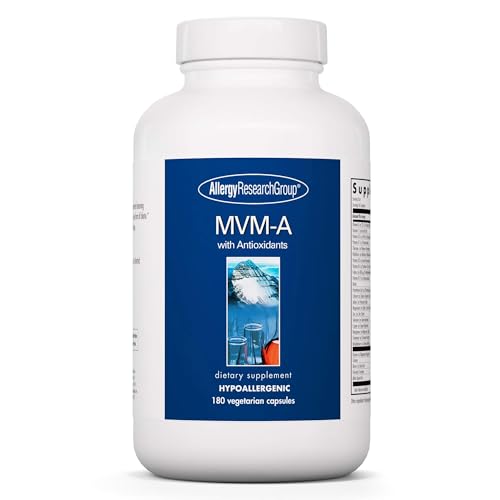 Allergy Research Group MVM-A - Multivitamin Multimineral w/Antioxidants, Multivitamin for Women & Men 50+ w/Vitamin A, C, D, Zinc, Biotin & More - 180 Vegetarian Capsules