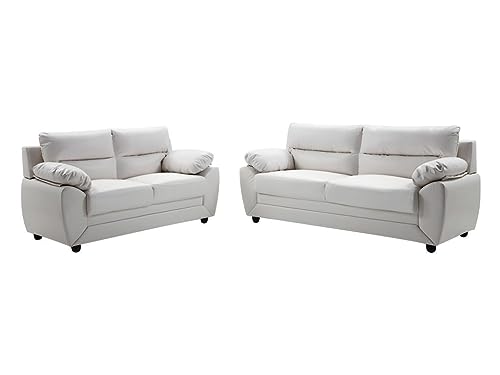 Vente-unique-Couchgarnitur 3+2 - Kunstleder - Weiß - Manoa – Bild 3