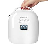 BIDUO Professional Rechargeable 86W UV LED Portable Cordless Nail Lamp Machine with 4 Timer Setting and Smart Sensor Nail Dryer, JC22, White