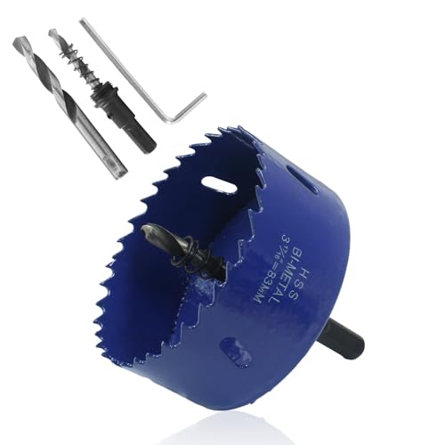 Image of Luomorgo 83mm /3 1 /4 inch Hole Saw | 1 1 /4 inch Cutting Depth, HSS Bi-Metal, For Wood Cornhole Boards Plastic Drywall & Metal Sheet