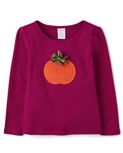 Gymboree,Girls,and Toddler Embroidered Graphic Long Sleeve T-Shirts,Harvest Pumpkin,10