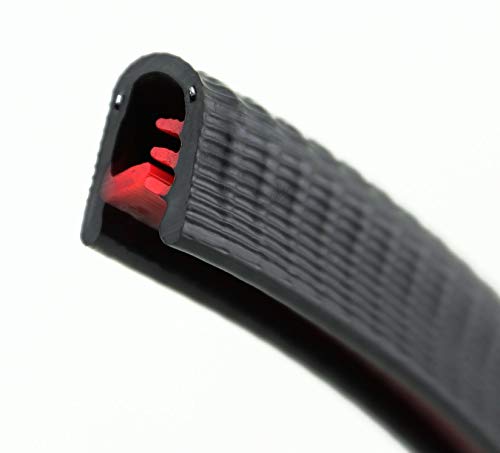 SMI-Kantenschutzprofil KS3-6S für 3-6mm PVC mit Stahleinlage Schwarz selbstklemmend ohne Kleber - Kantenschutz, Kederprofil, Kantenprofil, Kantenschutzleiste für Autotüren, Bleche (5 m)
