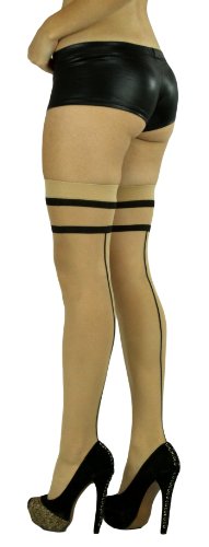 Image of ToBeInStyle Women's Sheer Two Tone Thigh Hi Stocking W /Back Seam