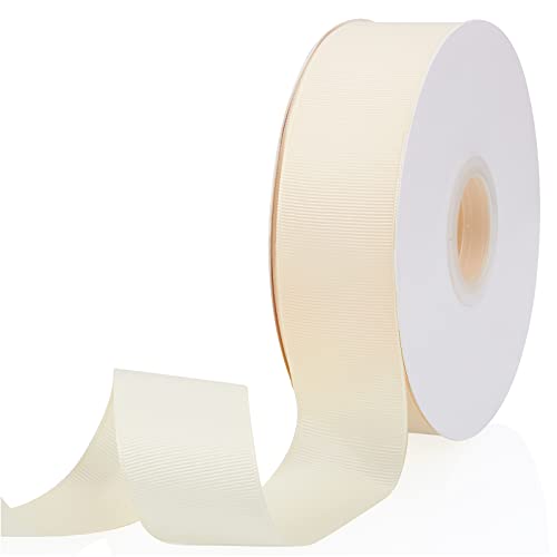 Ivory 1-1/2" X 50 Yards Solid Color Double Faced Grosgrain Ribbon for Gifts Wrapping, Wedding, Party, Crafts, Hair Bows, Flowers, Home DIY Decor