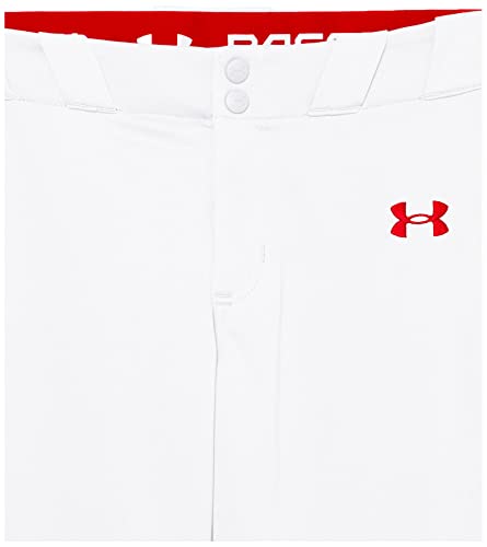 Under Armour Calça de beisebol utilitária para meninos, (103) Branco/Vermelho/Vermelho, P