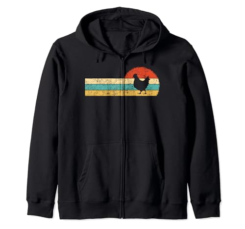 Retro Chicken Design Vintage Farm Hen Zip Hoodie