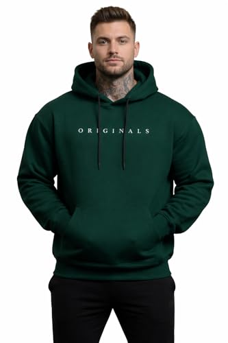 Image of Men Printed Winter Wool Hooded Sweatshirt | Warm & Soft Full Sleeve Pullover Hoodie for Winter | Casual