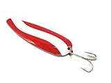 Klima Red & White Spoon with Treble Metal Hooks for Casting Fishing Northern Pike Walleye, 4 3/4' Large Mouth Bass Freshwater Best Canadian Lure for Lakes