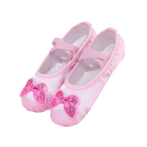 Girls Ballet Dance Shoes Fleece Lined Split Sole Flats Practice Slippers with Elastic Laces
