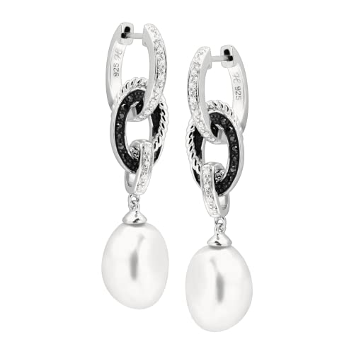 Honora Freshwater Baroque Cultured Pearl & 1/5 Cttw Diamond Convertible Drop Earrings In Sterling Silver #TOP1