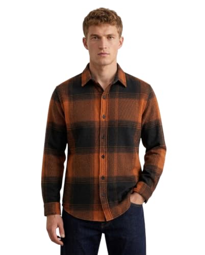 Image of DEELMO Men's Cotton Blend Printed Checkered Casual Shirt | Full Sleeve Button Down Regular Fit Collared Shirt | Soft & Breathable Everyday Wear for Office (Available in Plus Size)