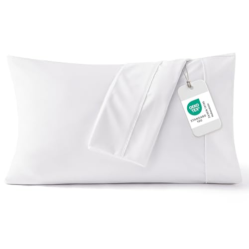 Bedsure Pillow Cases Standard Size Set of 2 - White Brushed Microfiber Pillowcases, Super Soft Pillowcase, Pillow Shams Covers with Envelope Closure, Wrinkle, Fade and Stain Resistant, 20x26 Inches