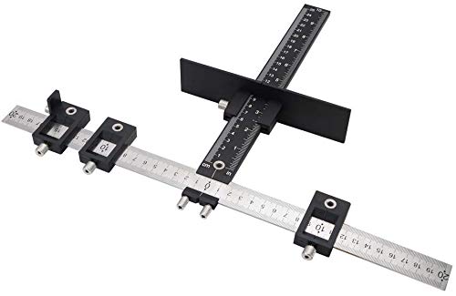 Valiant Cabinet Hardware Jig | Drawer Knobs and Pulls Template Tool for Drilling Holes on Wood | Adjustable Drill Guide Tools for Doweling, Boring and Mounting Door Handles (Black Aluminium)