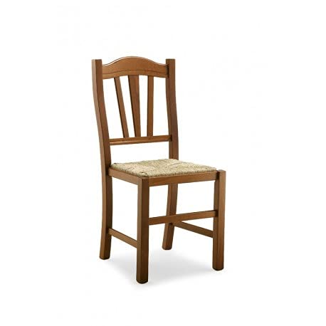 Mar.c.a. Design - Lot de 2 chaises de Salle à Manger Bois modèle Silvana Assise Paille 43x45x96 cm Chaise Cuisine Noyer Made in Italy
