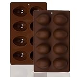 Haakong 8 Cavity Silicone Egg Molds Set of 2 for Easter Silicone Egg Pan Baking Supplies for Cake Decorating Chocolate Candy (2, Chocolate)