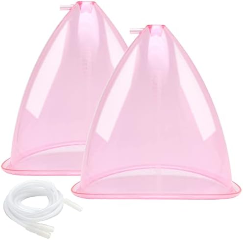 Buttocks Vacuum Cups 210ml, XXL Vacuum Therapy Cupping Machine Accessories 9.4 inch Diameter Butt Suction Cups with Y-Hose for Bigger Butt Lifting Body Massage, 1 Pair (Pink)