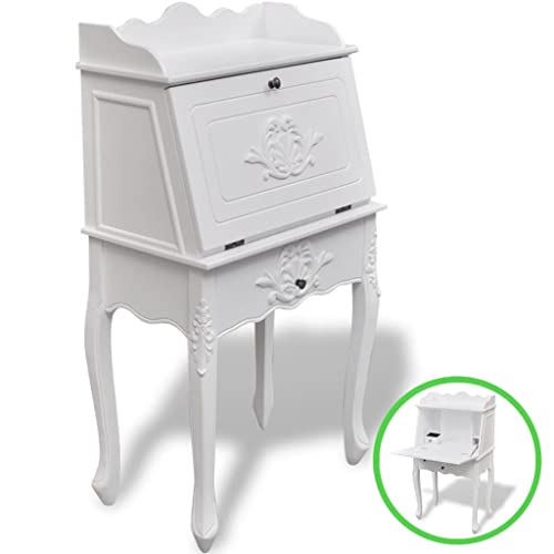 POUFGDR Escritorio antiguo blanco MDF y pin con cajón