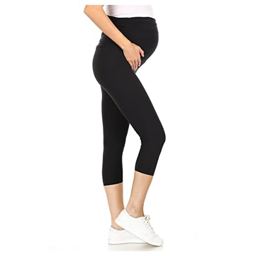 Leggings Depot Women's Maternity Leggings Over The Belly Pregnancy Casual Yoga Tights (Black-Capri, Medium)