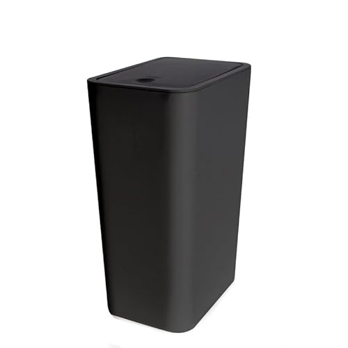 ゴミ箱 蓋付き スリム 10L/15L|ワンタッチ開閉・抗菌防臭・省スペース設計 ダストボックス キッチン/トイレ/リビング用 (15L-(26*18*35cm),ブラック)