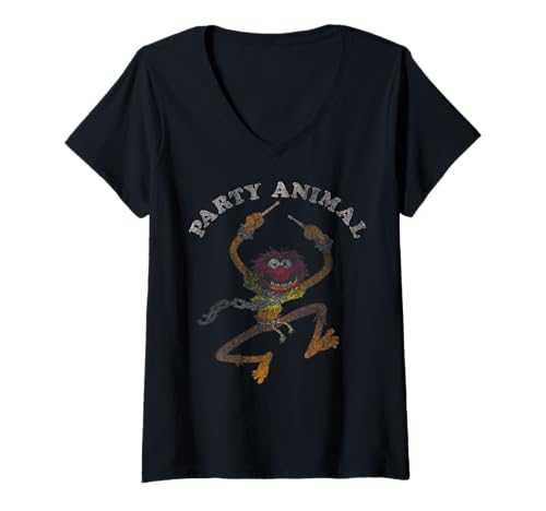 T-shirt Muppets Animal imprimé Party Animal à col V féminin
