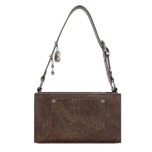 Wrangler Small Shoulder Bag Y2K Purse Cute Western Purses for Women Mini Handbags with Detachable Charms, Brown WG-HB-300-523-2-CF by Montana West - Used condition - Image 6