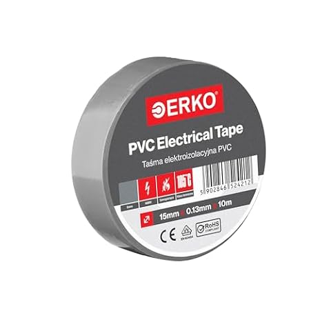 ERKO - Zestaw taśm izolacyjnych z PCW 15 mm x 10 m | naprawa przewodów elektrycznych | bardzo elastyczna o dużej sile klejenia | odporna na chemikalia, szara, polichlorek winylu