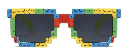 Image of DC DECORIO Thug Life Sunglasses Pixel Gangsta Life Funny Novelty Shades With Box Packing (Black) (RAINBOW DOTS)