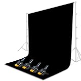 Emart Black Backdrop Background Screen 9 x 15 ft Muslin Photo Video Backdrop Studio, 4 x Backdrop Clamp Included