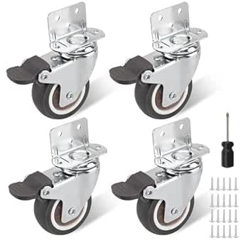 Set de 4 ruedas para muebles de 50 mm – con freno – capacidad de carga de 120 kg – ruedas para muebles pesados – ruedas giratorias – ruedas para mover muebles – incluye tornillos y destornillador
