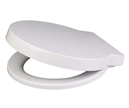 Euroshowers 87360 Asiento de inodoro redondo de cierre suave, blanco, 400 mm x 420 mm