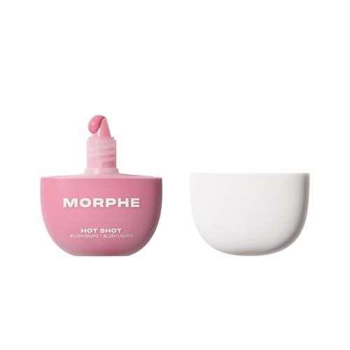 Morphe Hot Shot Blush Drops - Hydrating, Buildable Liquid Blush for Cheeks with Niacinamide and Antioxidants- Buildable, Waterweight Formula for a Natural Finish - That Girl (0.5 Fl Oz)