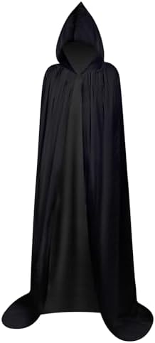 Myir JUN Umhang mit Kapuze Halloween Kostüm Damen Umhang Schwarz | Umhang Halloween Kostüme mit Kapuze für Erwachsene Cosplay Kostüm Halloween Kostüm (Schwarz,XL)