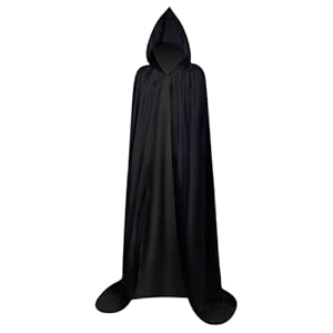 Myir JUN Umhang mit Kapuze Unisex, Schwarzer Umhang für Damen Herren Kinder Erwachsene Vampir Kostüm Jungen Halloween Kostüm schwarzer umhang (Schwarz, L)